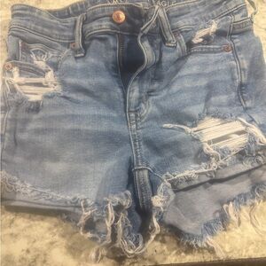 American Eagle Outfitters Light Blue Distressed Jean Shorts